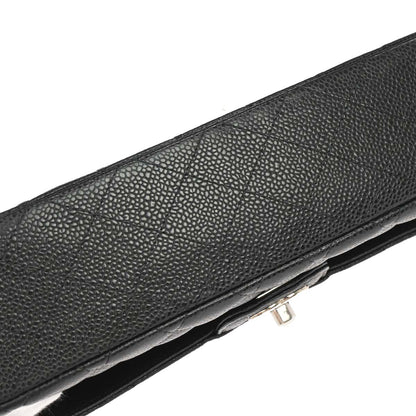 Chanel 2014 Black Caviar Skin Medium Classic Double Flap Shoulder Bag
