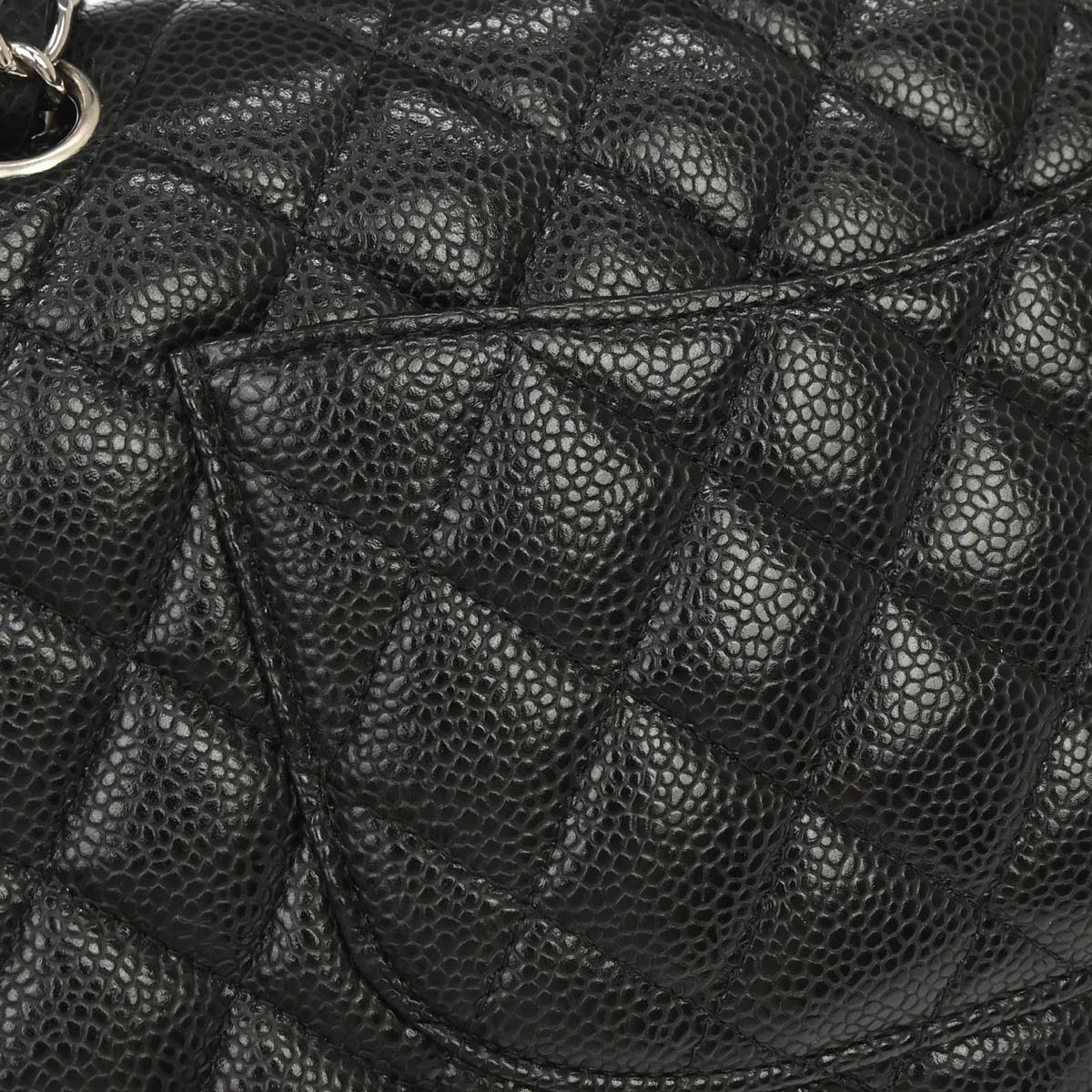 Chanel 2014 Black Caviar Skin Medium Classic Double Flap Shoulder Bag