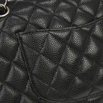 Chanel 2014 Black Caviar Skin Medium Classic Double Flap Shoulder Bag