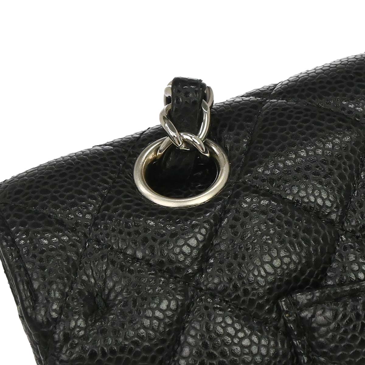 Chanel 2014 Black Caviar Skin Medium Classic Double Flap Shoulder Bag