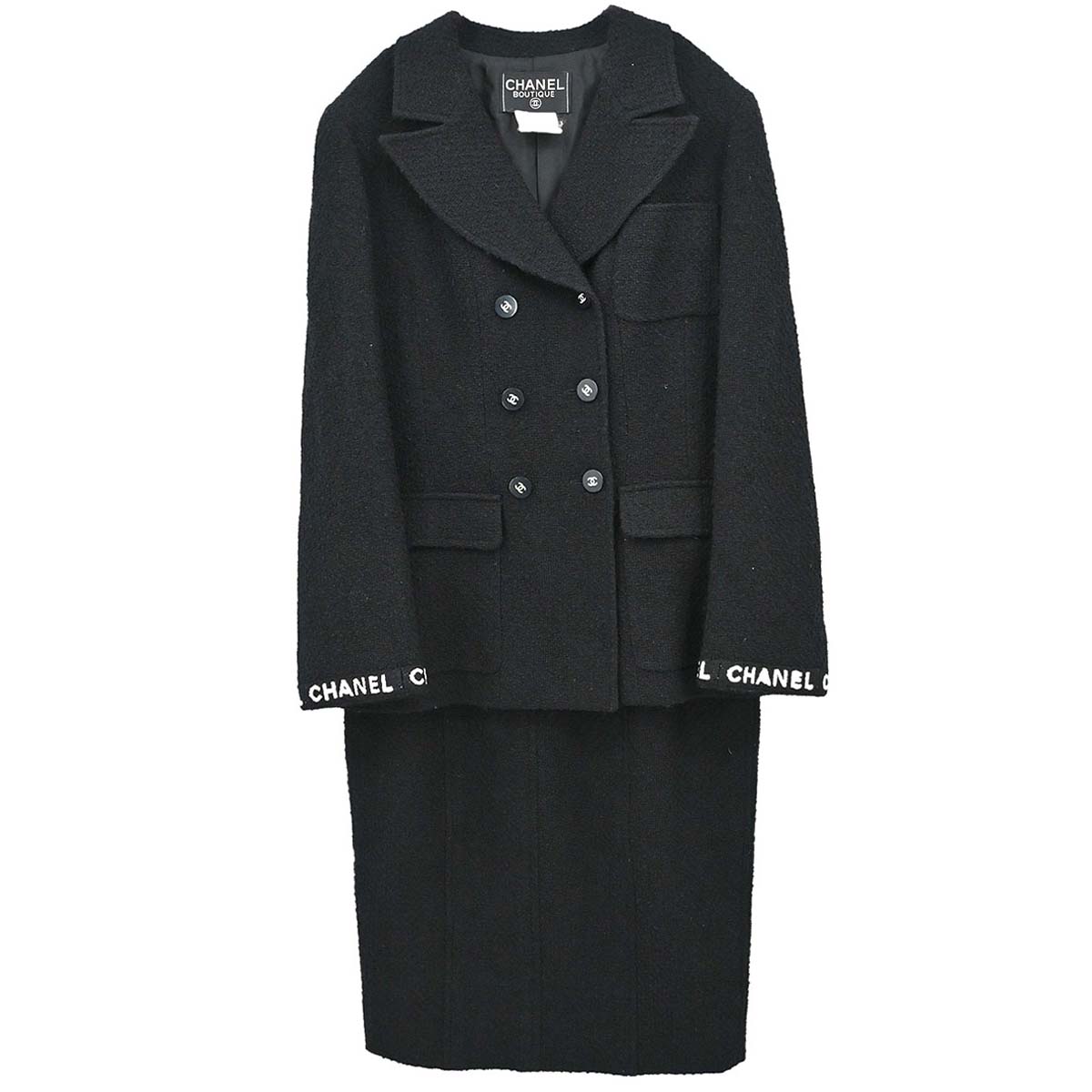 Chanel 1995 Setup Suit Jacket Skirt Black #42