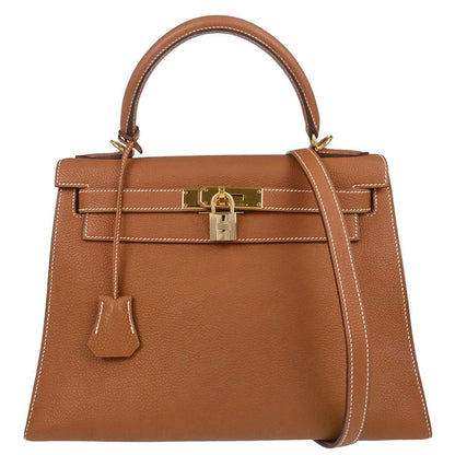 Hermes Gold Togo Kelly 28 Sellier 2way Shoulder Handbag