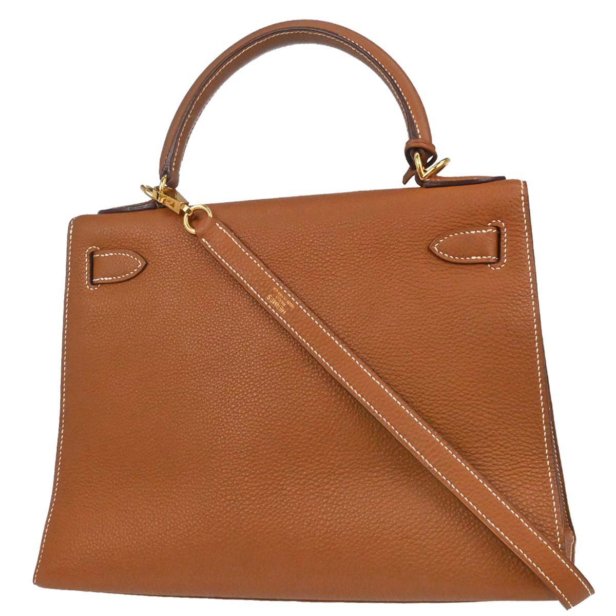 Hermes Gold Togo Kelly 28 Sellier 2way Shoulder Handbag