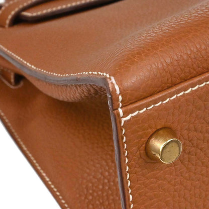 Hermes Gold Togo Kelly 28 Sellier 2way Shoulder Handbag
