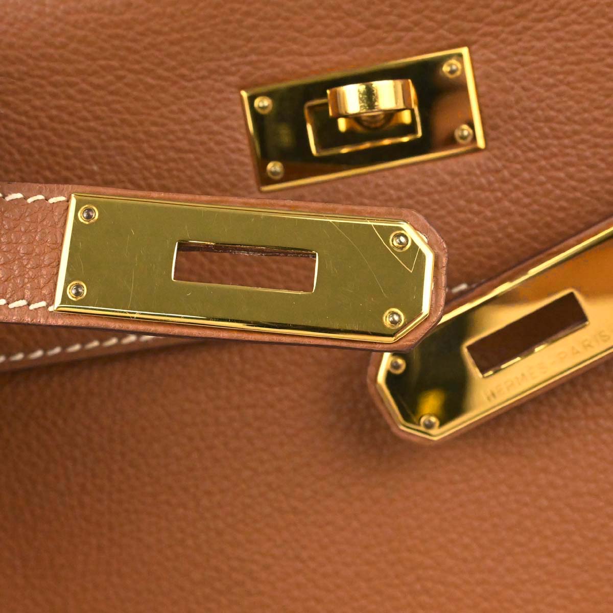 Hermes Gold Togo Kelly 28 Sellier 2way Shoulder Handbag