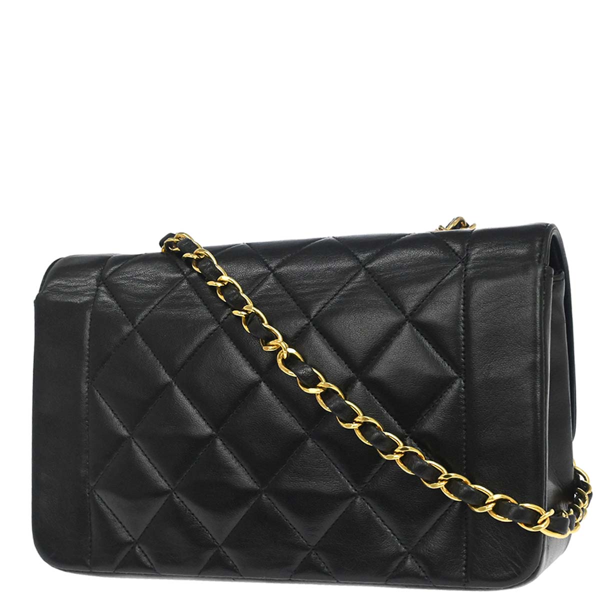 Chanel 1994-1996 Black Lambskin Small Diana Shoulder Bag