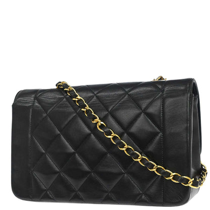 Chanel 1994-1996 Black Lambskin Small Diana Shoulder Bag
