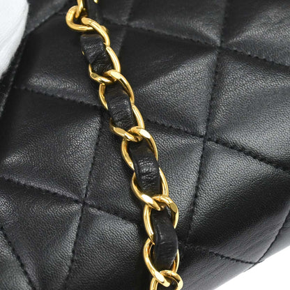 Chanel 1994-1996 Black Lambskin Small Diana Shoulder Bag