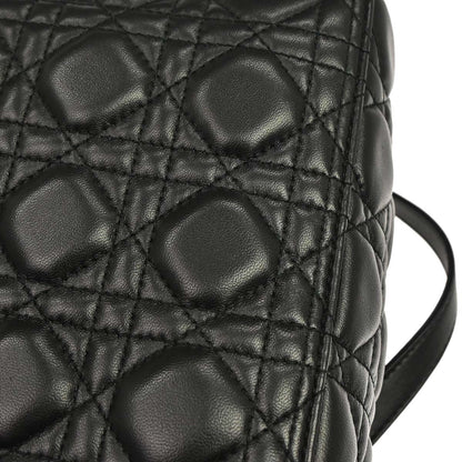 Christian Dior Black Lambskin Large Lady Dior Cannage 2way Shoulder Handbag