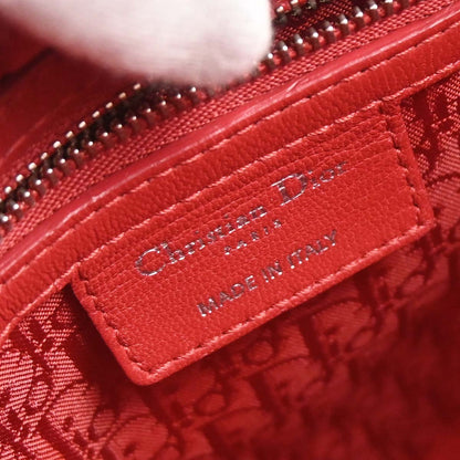 Christian Dior Red Lambskin Medium Lady Dior Cannage 2way Shoulder Handbag