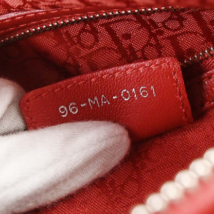 Christian Dior Red Lambskin Medium Lady Dior Cannage 2way Shoulder Handbag