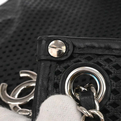 Chanel 2013-2014 Black Perforated Calfskin Up in the Air Tote Shoulder Bag