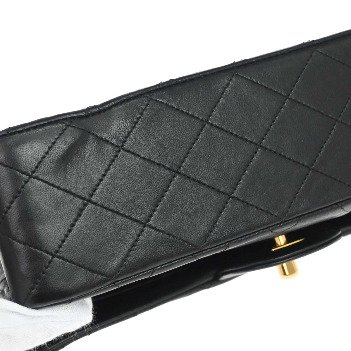 Chanel 1989-1991 Black Lambskin Medium Classic Double Flap Shoulder Bag