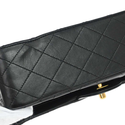 Chanel 1989-1991 Black Lambskin Medium Classic Double Flap Shoulder Bag