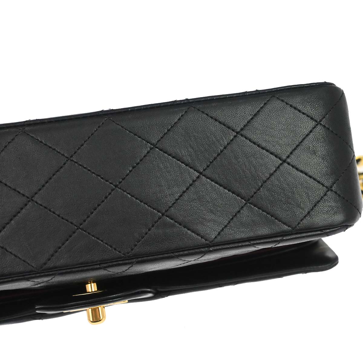 Chanel 1989-1991 Black Lambskin Medium Classic Double Flap Shoulder Bag