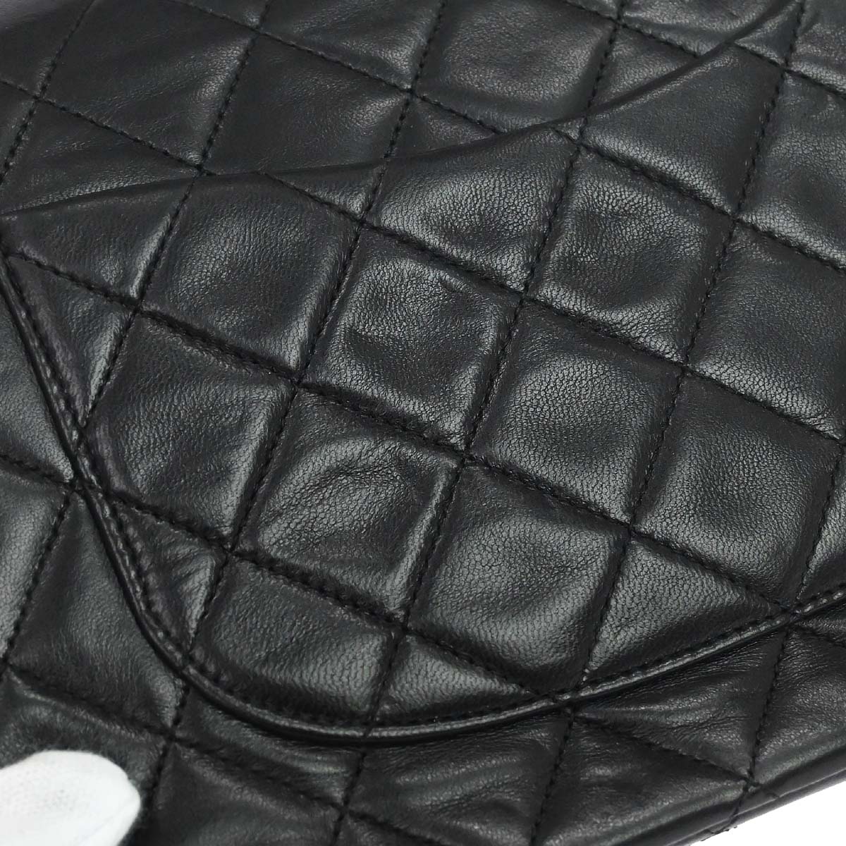 Chanel 1989-1991 Black Lambskin Medium Classic Double Flap Shoulder Bag