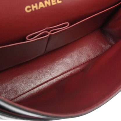 Chanel 1989-1991 Black Lambskin Medium Classic Double Flap Shoulder Bag
