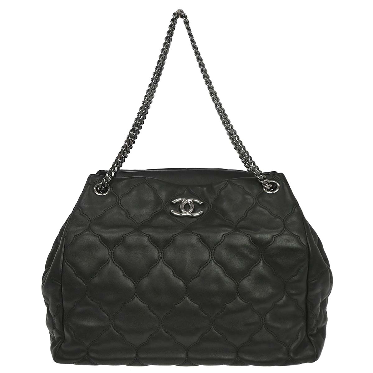 Chanel 2008-2009 Black Lambskin Tote Shoulder Bag
