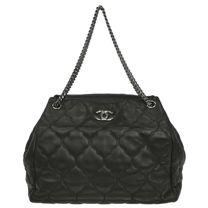 Chanel 2008-2009 Black Lambskin Tote Shoulder Bag
