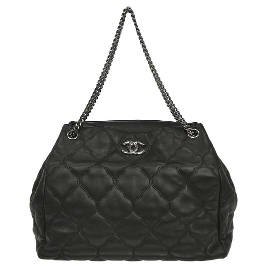 Chanel 2008-2009 Black Lambskin Tote Shoulder Bag