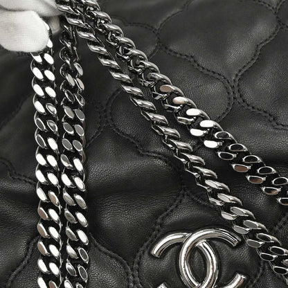 Chanel 2008-2009 Black Lambskin Tote Shoulder Bag