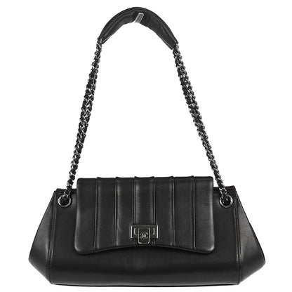 Chanel 2001-2003 Black Lambskin Mademoiselle Accordion Flap Handbag