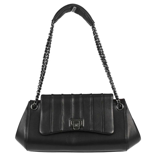 Chanel 2001-2003 Black Lambskin Mademoiselle Accordion Flap Handbag