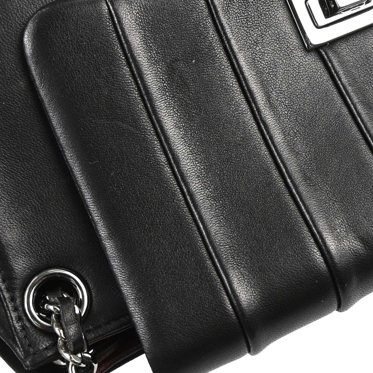 Chanel 2001-2003 Black Lambskin Mademoiselle Accordion Flap Handbag