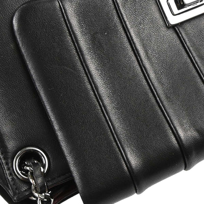 Chanel 2001-2003 Black Lambskin Mademoiselle Accordion Flap Handbag