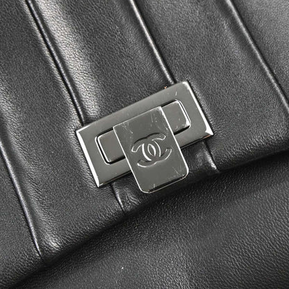 Chanel 2001-2003 Black Lambskin Mademoiselle Accordion Flap Handbag