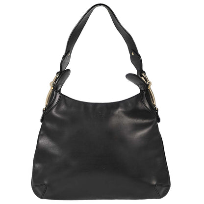 Gucci Black Leather Horsebit Hobo Handbag