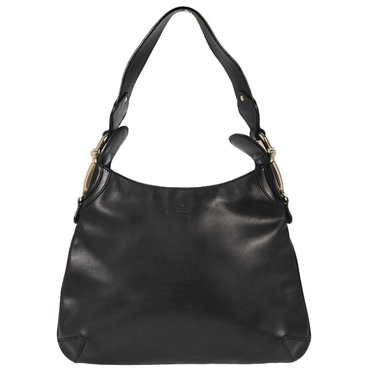 Gucci Black Leather Horsebit Hobo Handbag
