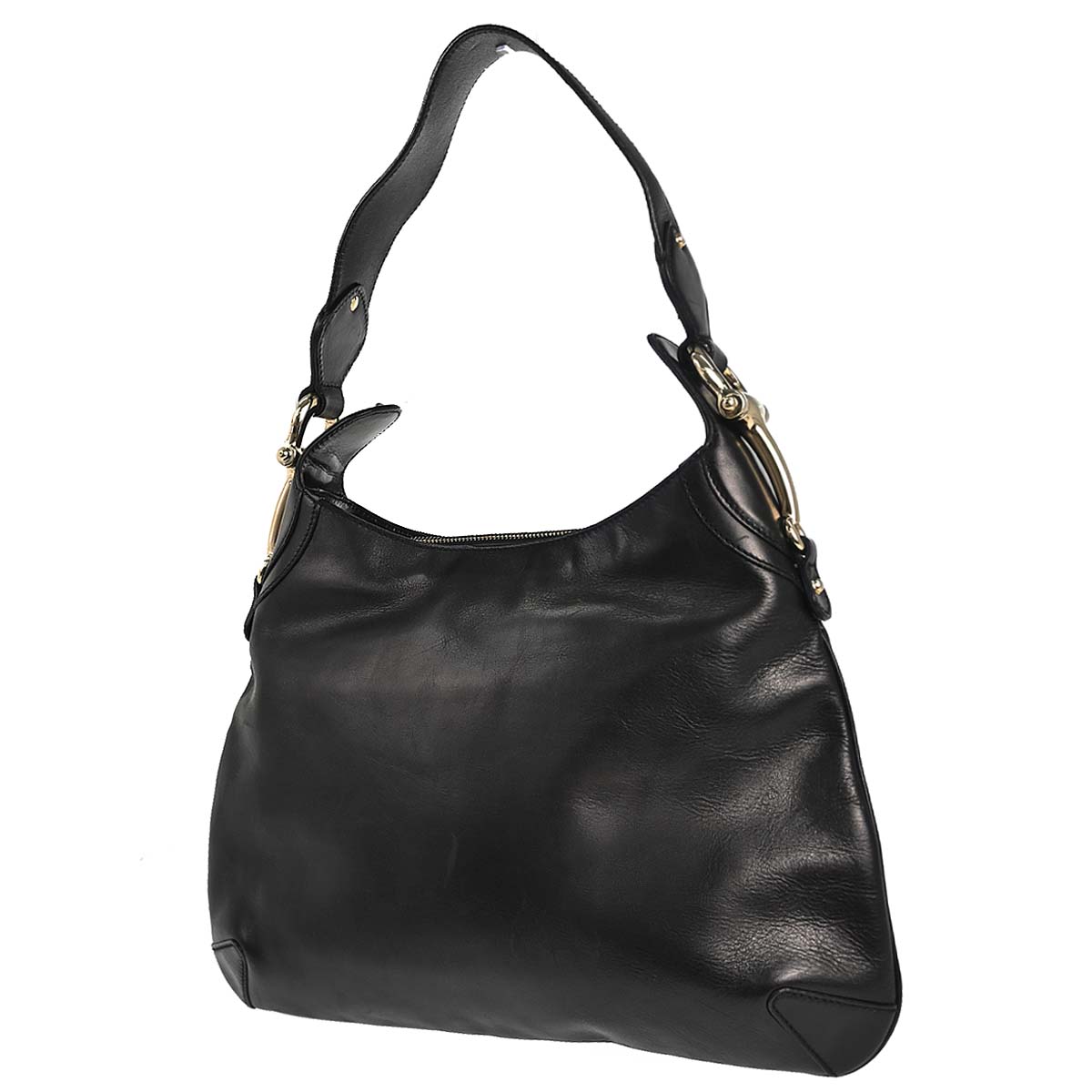 Gucci Black Leather Horsebit Hobo Handbag