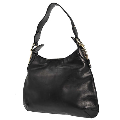 Gucci Black Leather Horsebit Hobo Handbag