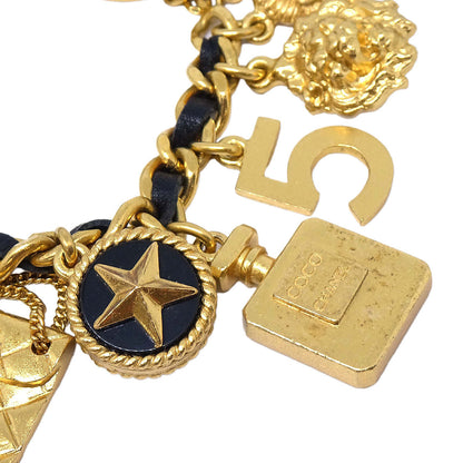 Chanel Icon Bracelet Gold Black Costume Pearl 96P