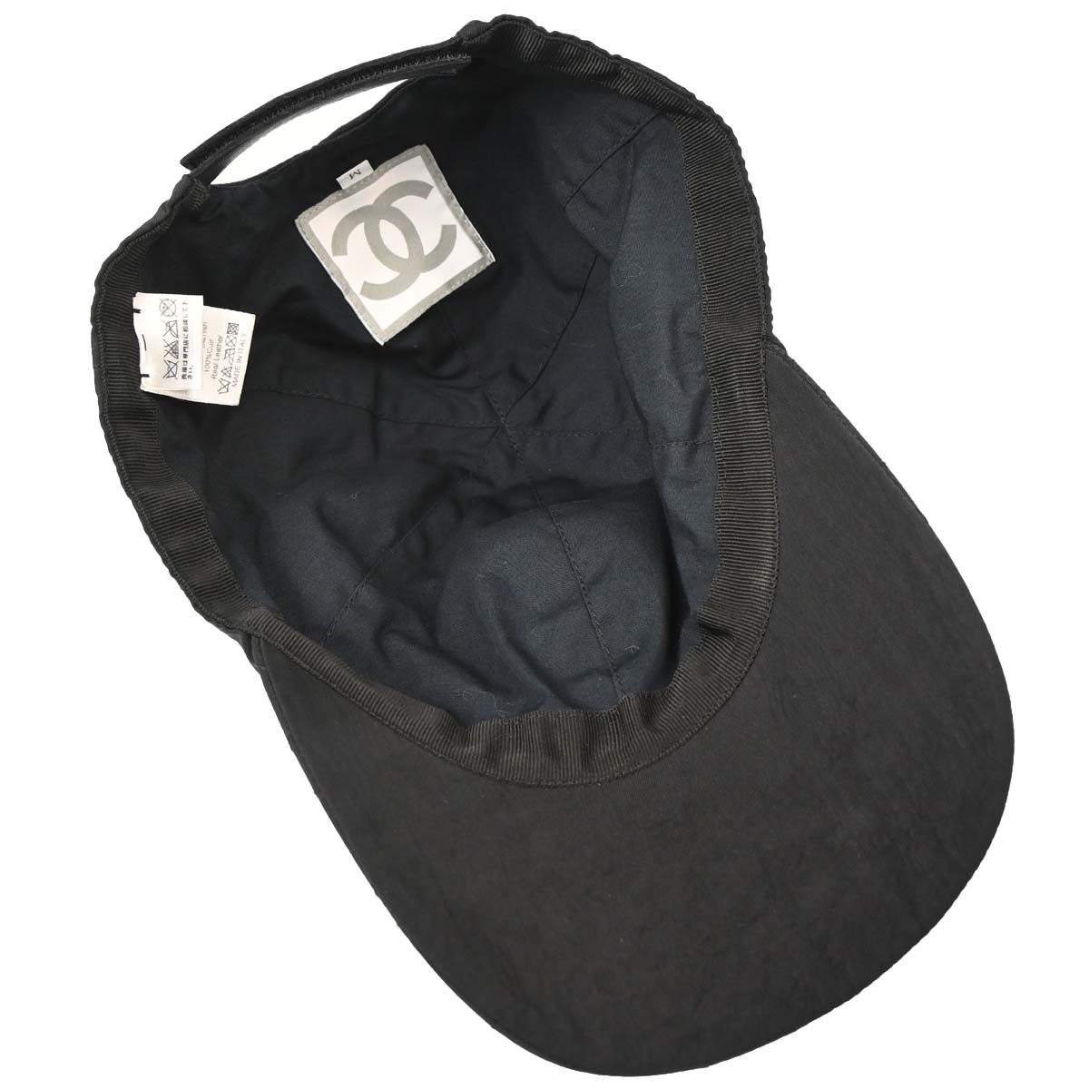 Chanel Sport Line Black Nylon #M Cap Hat Small Good