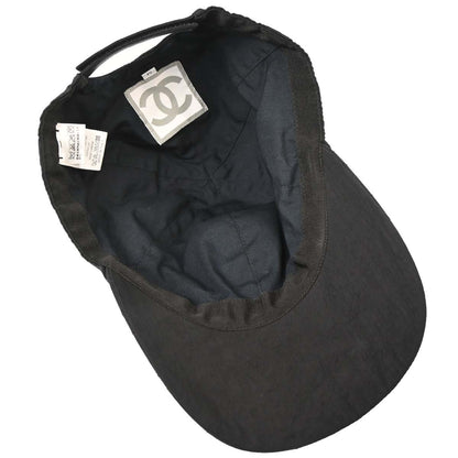 Chanel Sport Line Black Nylon #M Cap Hat Small Good