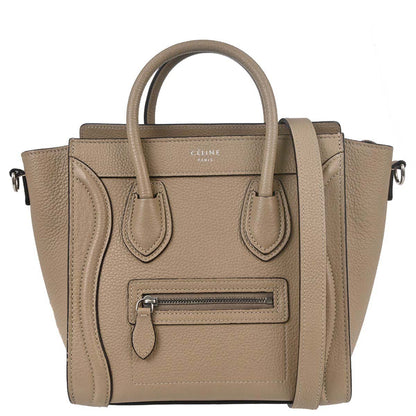 Celine Beige Leather Nano Luggage 2way Shoulder Tote Bag