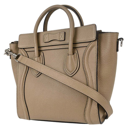 Celine Beige Leather Nano Luggage 2way Shoulder Tote Bag