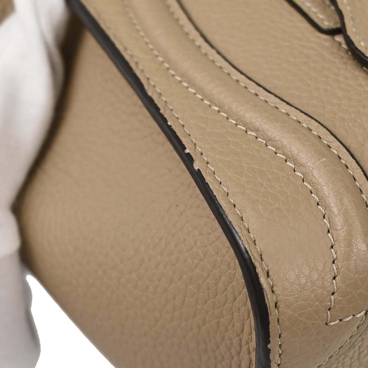 Celine Beige Leather Nano Luggage 2way Shoulder Tote Bag