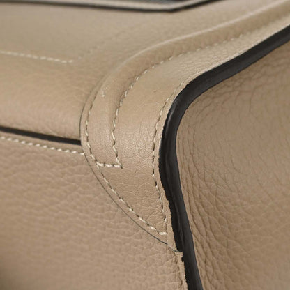 Celine Beige Leather Nano Luggage 2way Shoulder Tote Bag