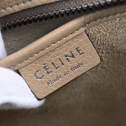 Celine Beige Leather Nano Luggage 2way Shoulder Tote Bag