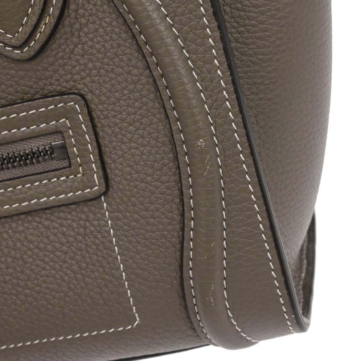 Celine Brown Leather Nano Luggage 2way Shoulder Tote Bag