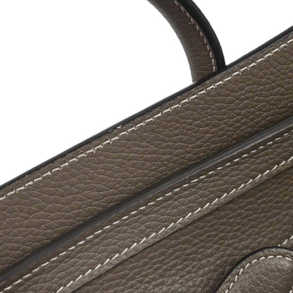 Celine Brown Leather Nano Luggage 2way Shoulder Tote Bag