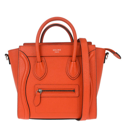 Celine Orange Nano Luggage 2way Shoulder Tote Bag