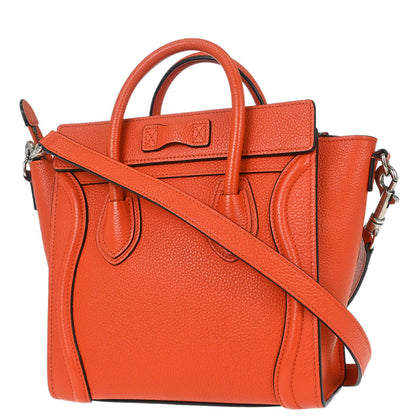 Celine Orange Nano Luggage 2way Shoulder Tote Bag