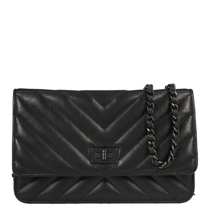 Chanel 2017-2018 Lambskin Chevron Mademoiselle Lock WOC Wallet on Chain Ba