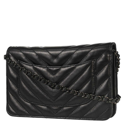 Chanel 2017-2018 Lambskin Chevron Mademoiselle Lock WOC Wallet on Chain Ba