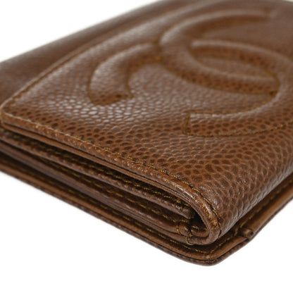 Chanel 1997-1999 Brown Caviar Skin Bifold Wallet