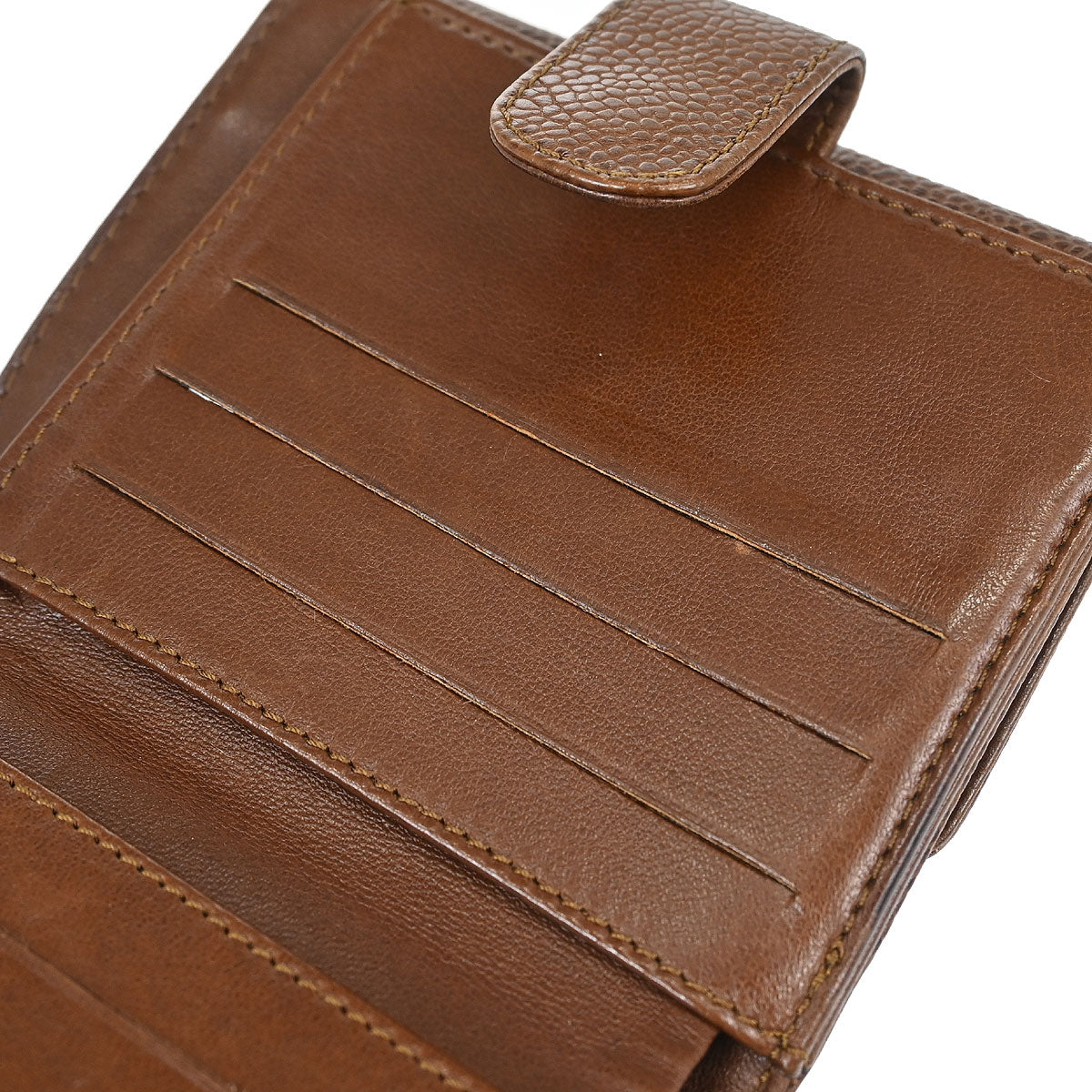 Chanel 1997-1999 Brown Caviar Skin Bifold Wallet